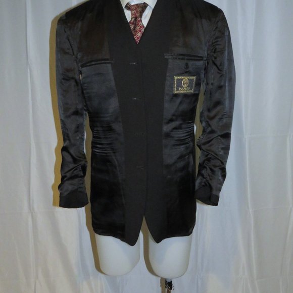 Istante by Versace Vintage Solid Black Four Metal Button Sport Coat 38R - Picture 10 of 12